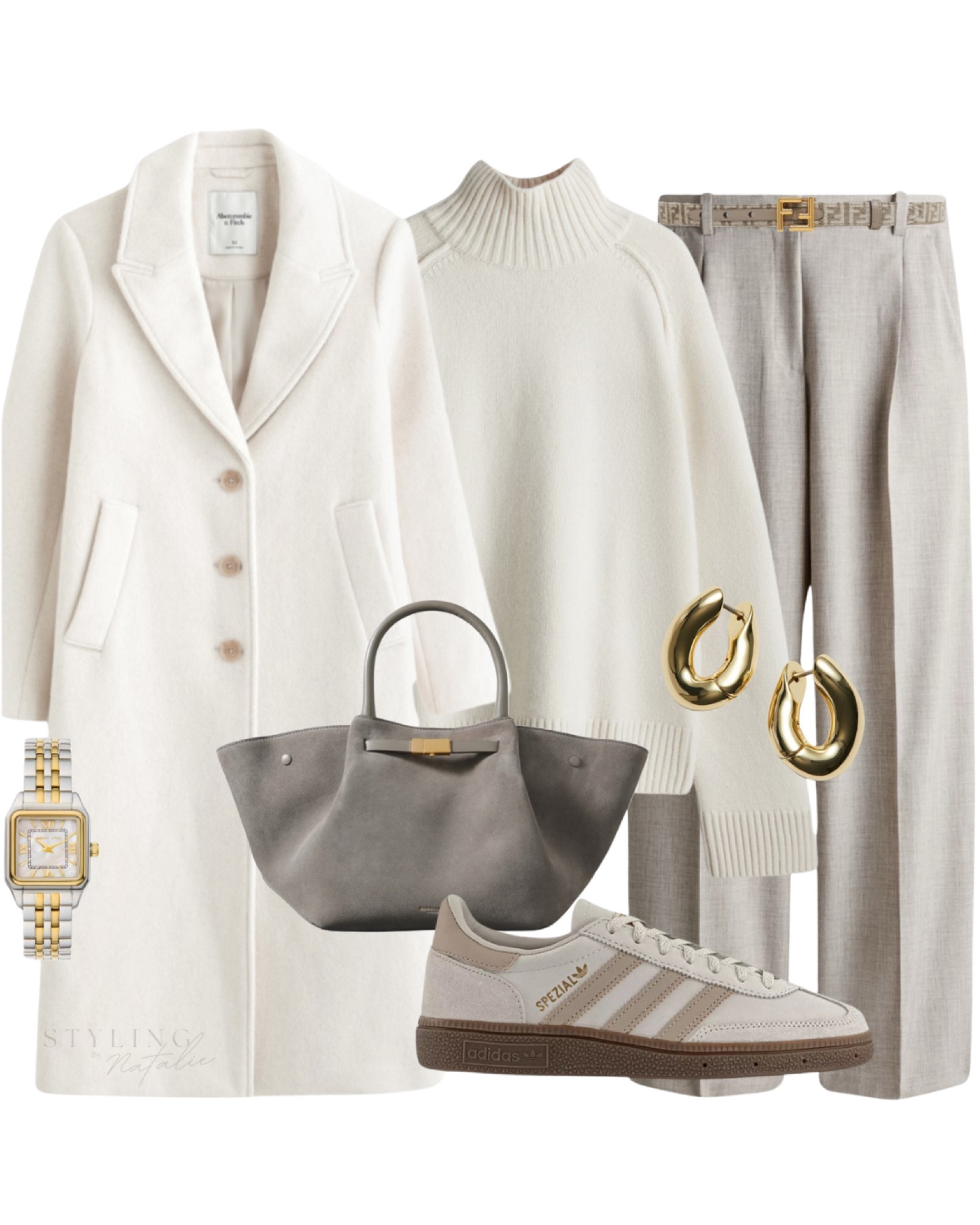 Tonal winter outfit- 
Wool coat, turtleneck jumper, tailored trousers, Adidas Spezial trainers, suede tote bag and gold earrings.
Winter outfit, work wear, knitwear, casual chic, trainers outfit.

#LTKworkwear #LTKstyletip #LTKuk