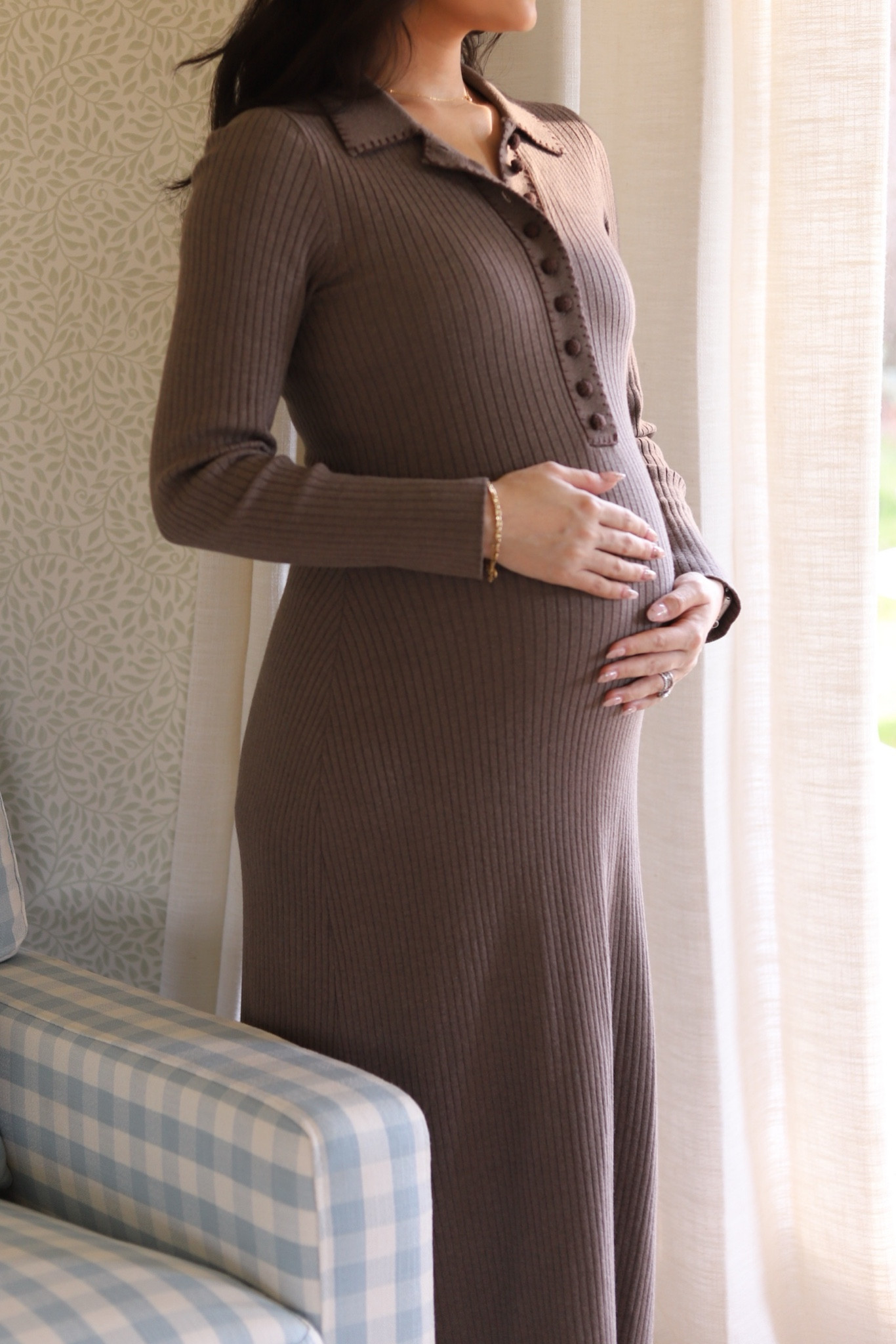 Bump friendly knit sweater dress from Sezane. I’m in a small 