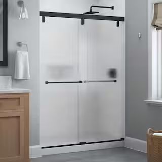 Delta Mod 60 in. x 71-1/2 in. Soft-Close Frameless Sliding Shower Door in Matte Black with 1/4 in... | The Home Depot