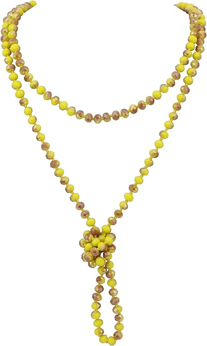 Firstmeet Fashion Beads Rope Knot Long Beaded Necklace Versatile 60" Strand Costume Jewelry for W... | Amazon (US)