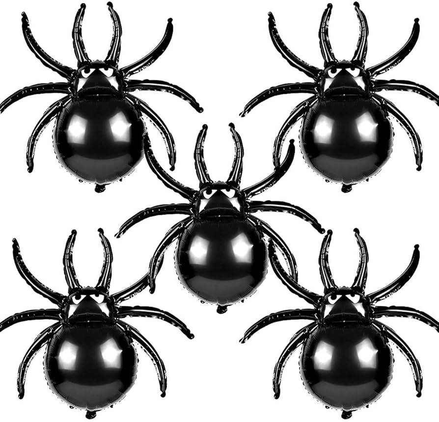 Yoseklpee 32.5" Spider Foil Balloons 5pcs Giant Spider Balloons Black Spiders Balloons Haunted Ho... | Amazon (US)
