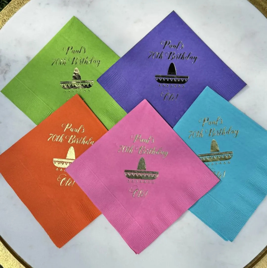 Custom Fiesta Party Napkins, Personalized Fiesta Wedding Napkins, Custom Cocktail Size Napkins, C... | Etsy (Global)