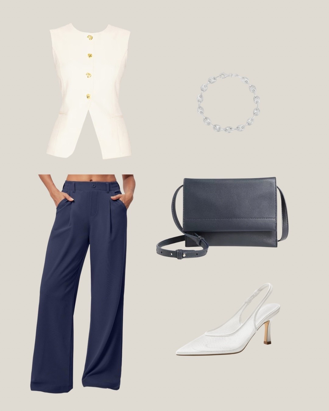 Tailored Pants Women Work Outfit Summer

Ewedoos Wide Leg Stretchy Work Pants Slacks for Women Business Casual Pants High Waisted Waffle 26''/28'' Dress Pants

x REVOLVE Pollina Sleeveless Blazer in Cream
4th & Reckless

Savlano 925 Sterling Silver Hollow Puffed Anchor Mariner Link Chain Bracelet for Women Comes with Gift Box- Made in Italy

Coutgo Womens Mesh Slingback Kitten Heels Pointed Toe Low Heel Pumps Sexy Dress Shoes

Giani Bernini
Nappa Flap Crossbody, Exclusively at Macy's

#LTKWorkwear #LTKFindsUnder100 #LTKStyleTip
