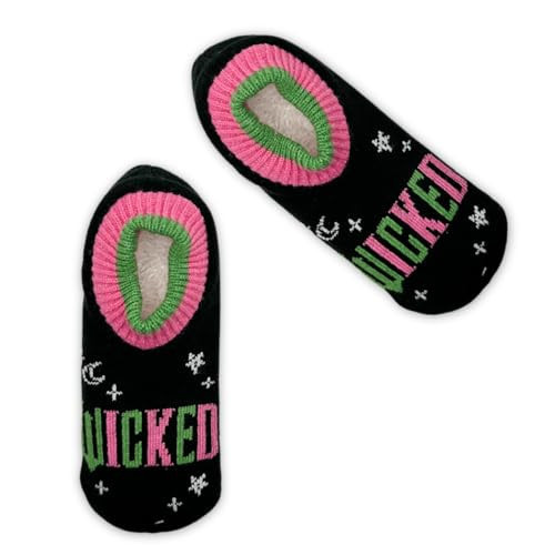 Wicked Women's Pink and Green Single Cuffer Slipper Socks, Black Multi, 9-11 | Amazon (US)