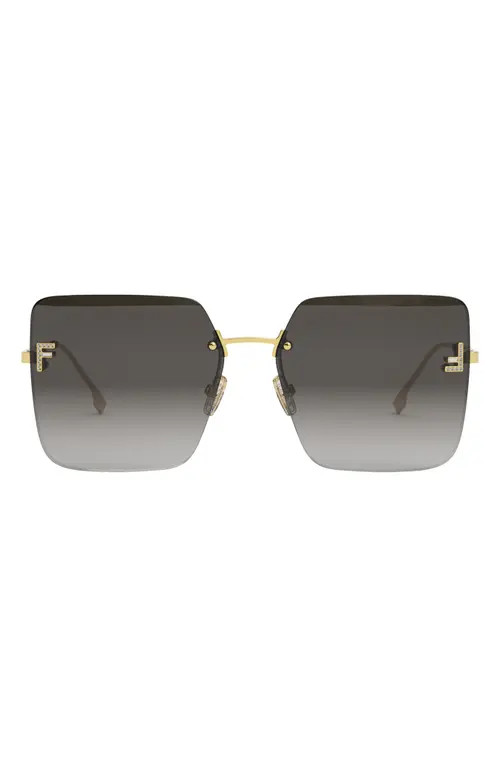 'Fendi First 59mm Geometric Sunglasses in Shiny Endura Gold Metal at Nordstrom | Nordstrom