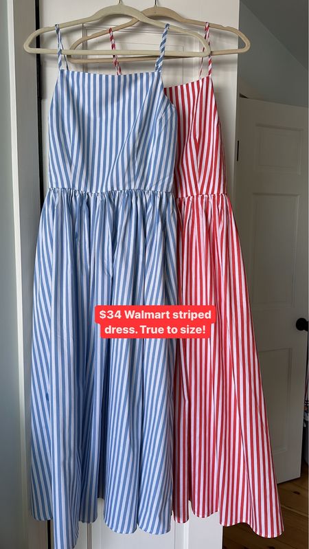 Striped dresses for the 4th of July. True to size, they have adjustable straps too❣️ #WalmartFashion #4thofJuly #stripeddresses #redwhiteandblue #patriotic 

#LTKFindsUnder50 #LTKStyleTip #LTKParties