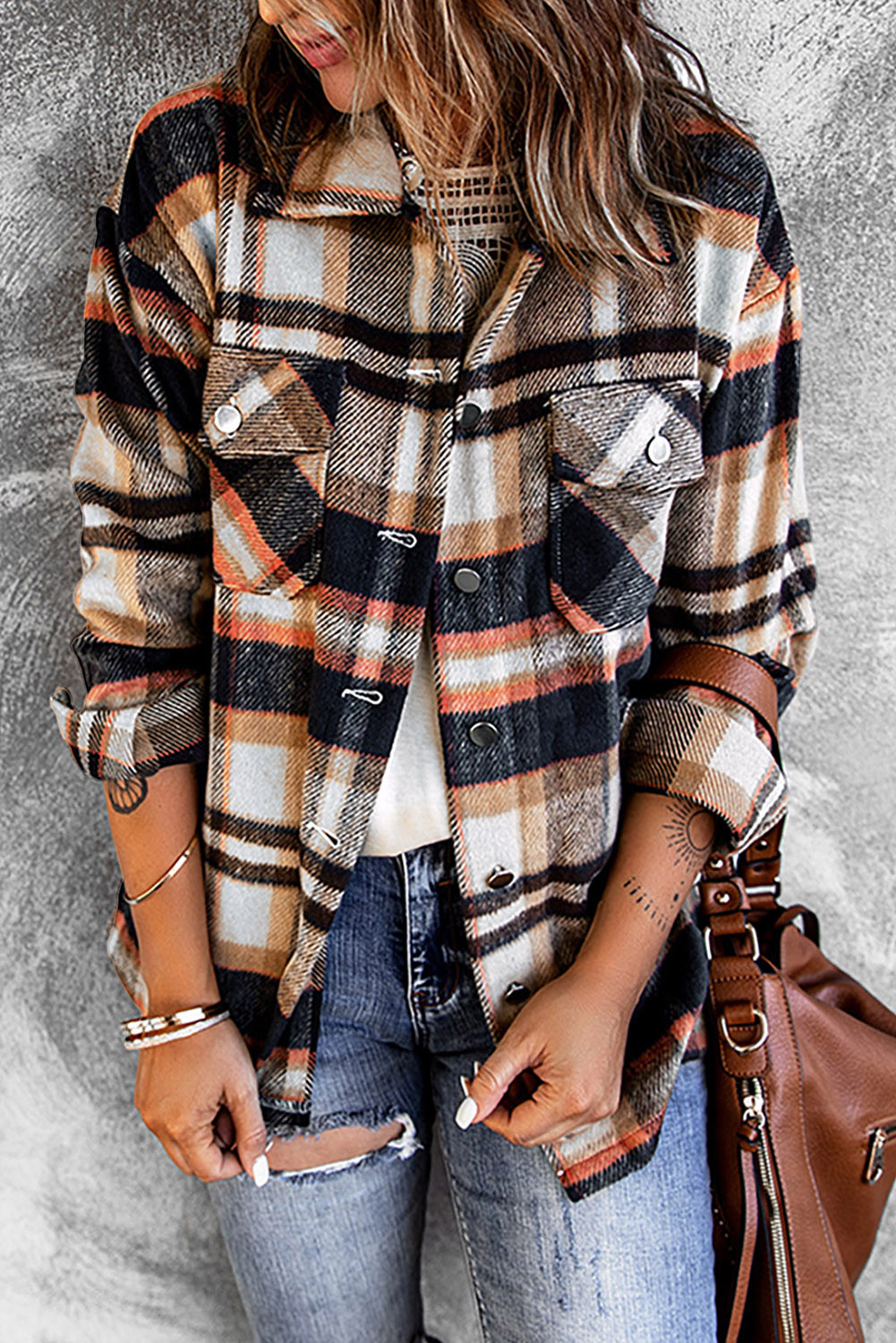 Multicolor Plaid Casual Button Up Flannel Shacket | Shewin