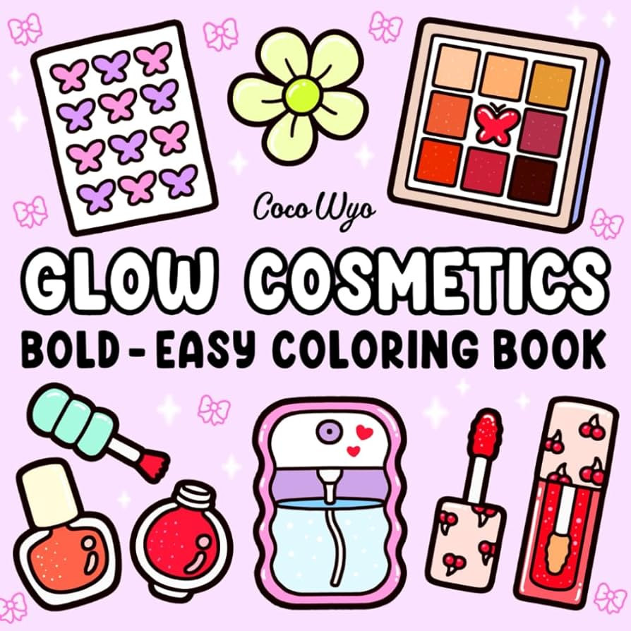 Glow Cosmetics: Coloring Book for Adults and Kids, Bold and Easy, Simple and Big Designs for Rela... | Amazon (US)