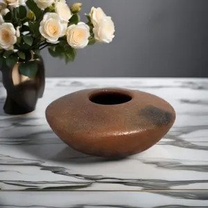 Modern Japanese Seal Marked Glazed Pottery, Unique Minimalist Vase Earthy Tones, 4'' in Diameter,... | Etsy (Global)