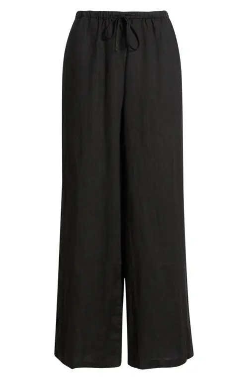 caslon(r) Easy Wide Leg Linen Pants in Black at Nordstrom, Size Xx-Small | Nordstrom
