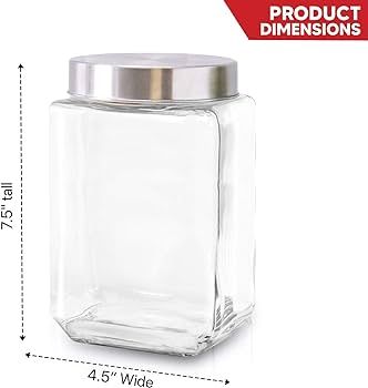 Glass Containers for Kitchen – Set of 3 Food Storage Containers – Storage Jars with Stainless... | Amazon (US)