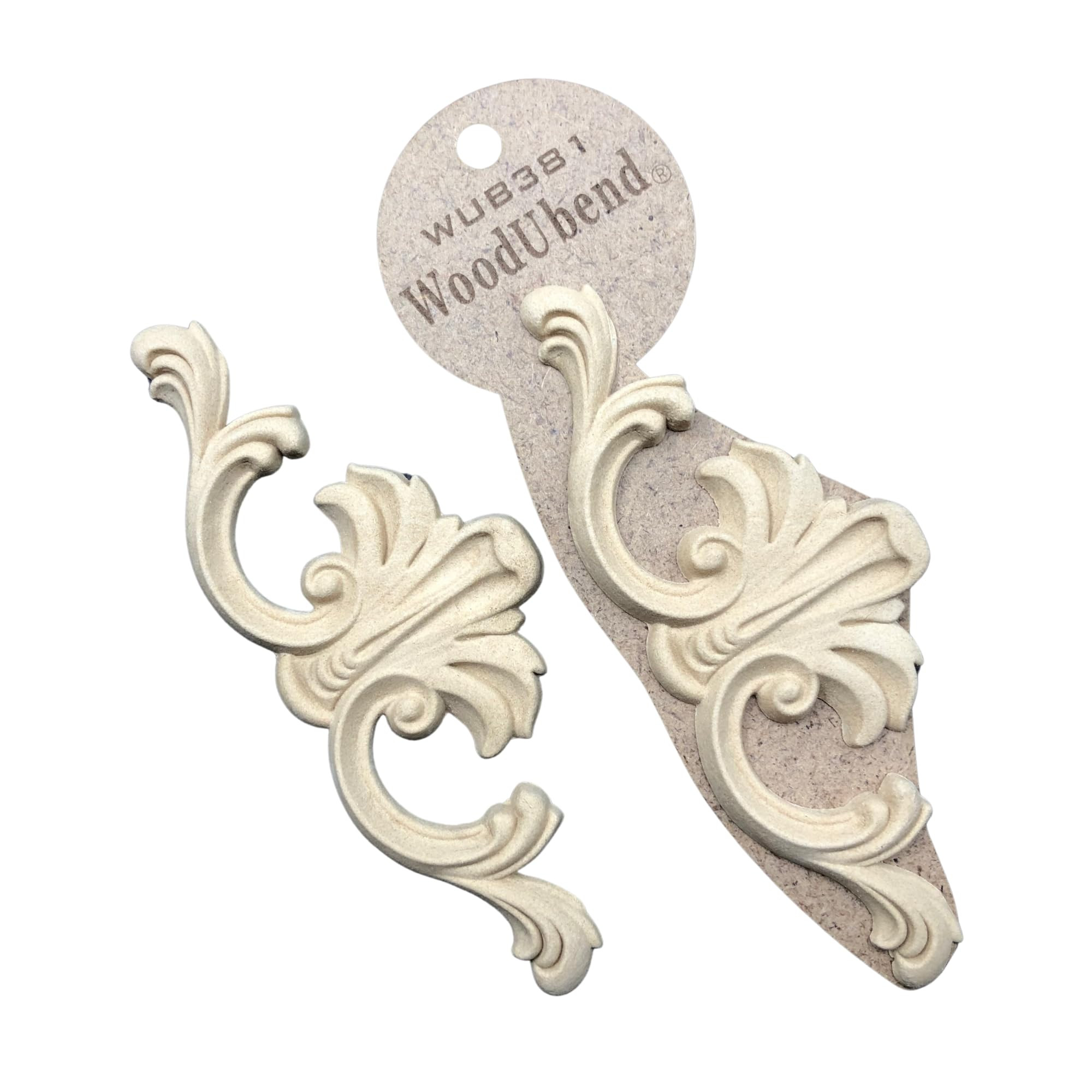 WoodUbend WUB0381 Pack of 2 Pediment Applique - Heat Bendable & Flexible Wood Onlays 15.5x6cm - D... | Amazon (US)