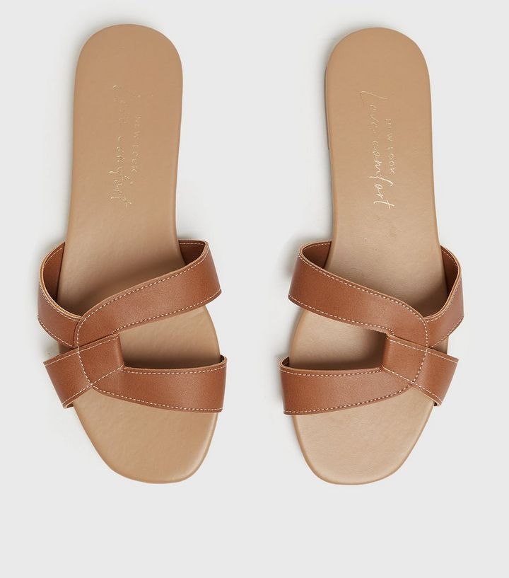 Tan Cross Strap Sliders
						
						Add to Saved Items
						Remove from Saved Items | New Look (UK)