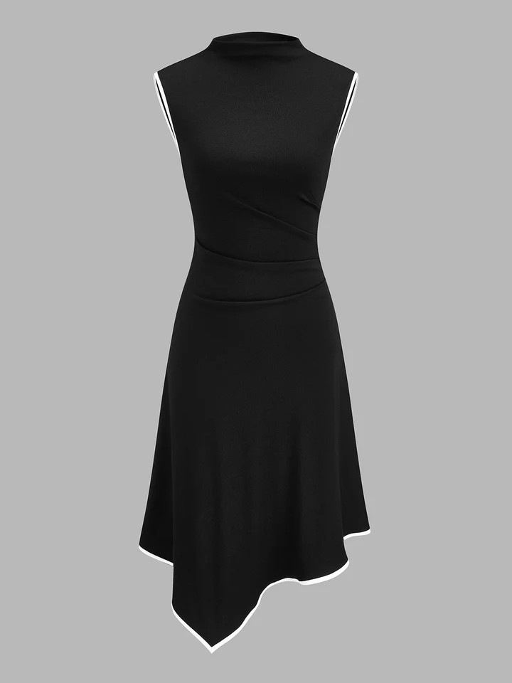 Sleeveless Contrast Edge Irregular Hem Dress | Commense