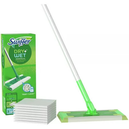 Swiffer Sweeper Dry + Wet Starter Kit 46 H x 10 W x 8 D Silver/Green | Walmart (US)