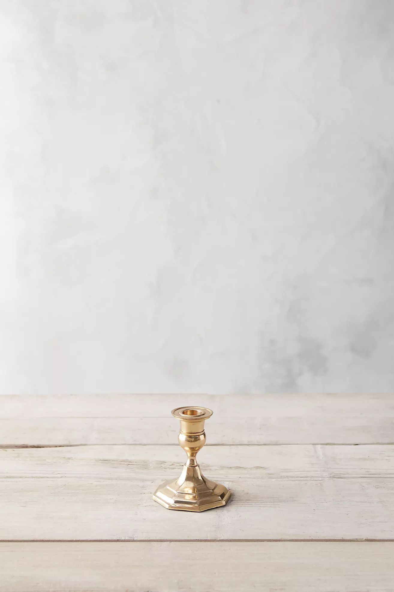 Antiqued Brass Candlestick, Low | Anthropologie (US)