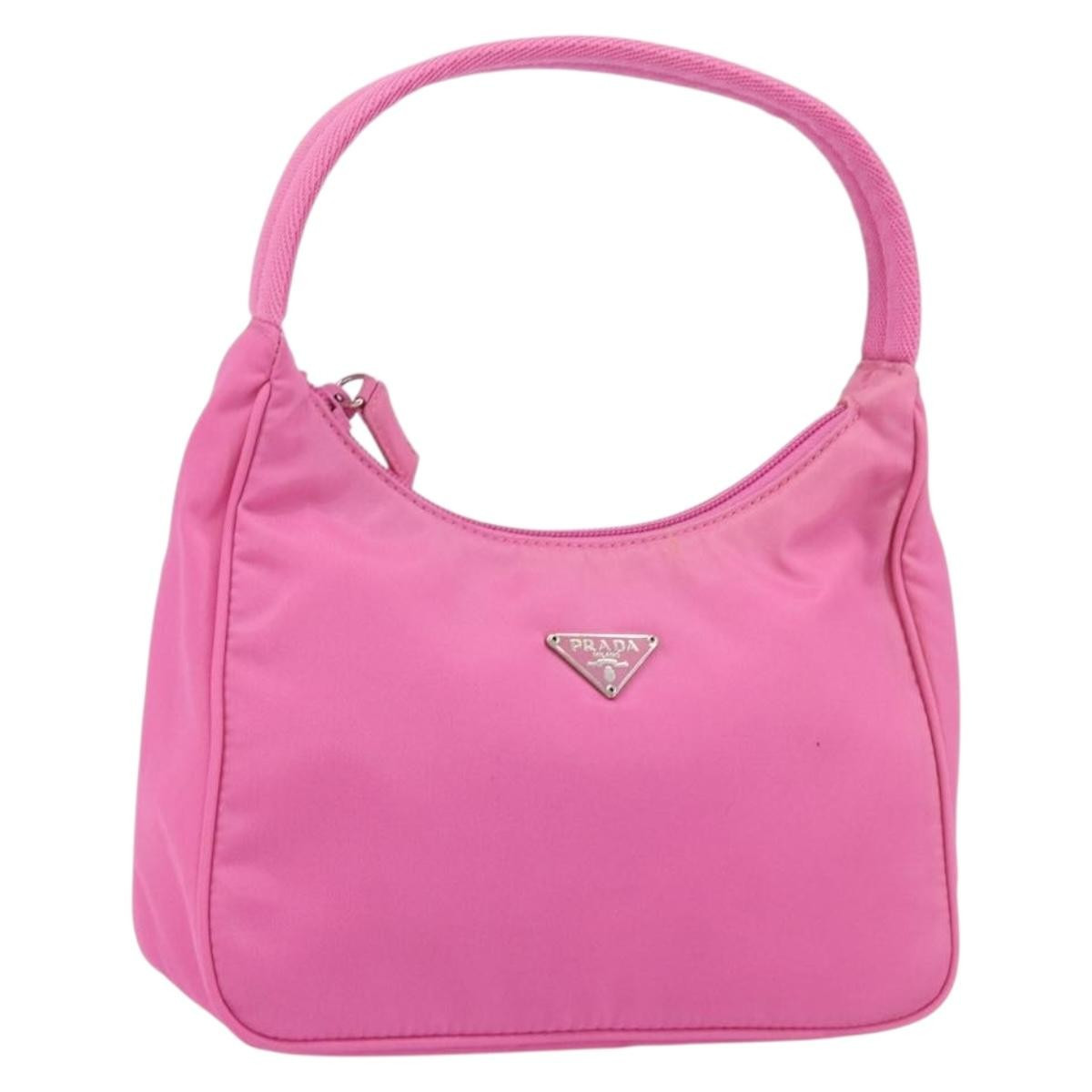 Authenticity GuaranteePRADA Hand Bag Nylon Pink Silver Auth 155230V | eBay US