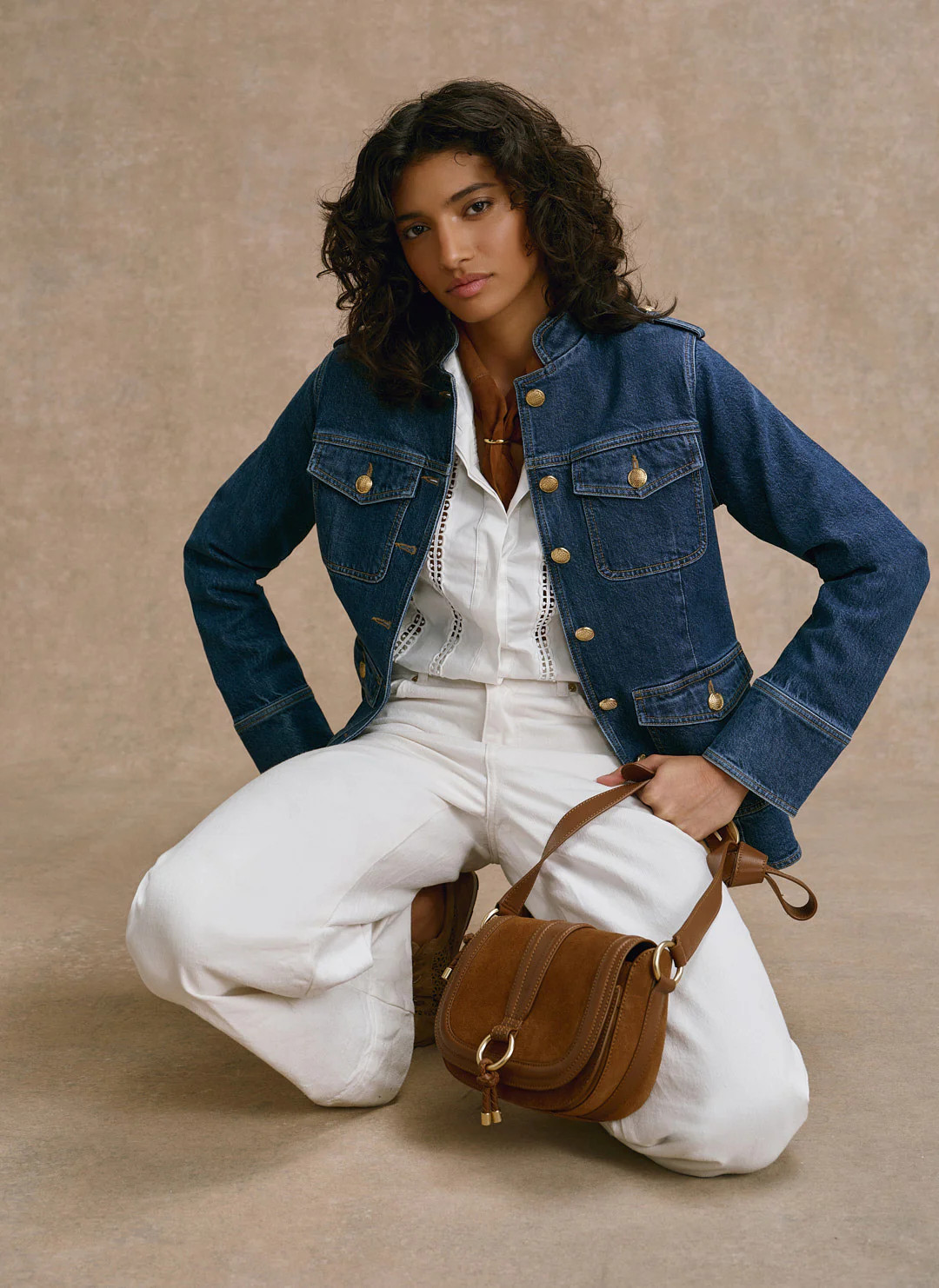 Indigo Denim Military Jacket | Mint Velvet