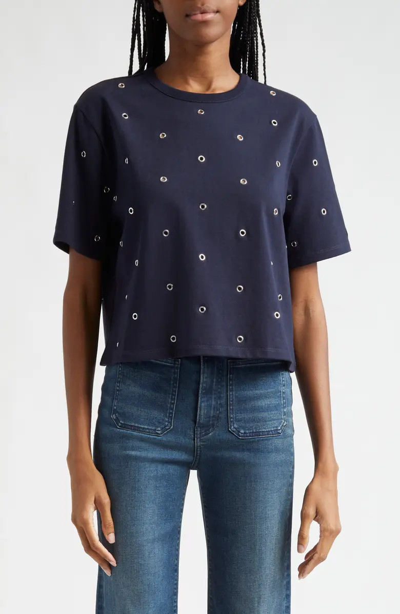 Veronica Beard Sebastian Grommet Accent Cotton T-Shirt | Nordstrom | Nordstrom