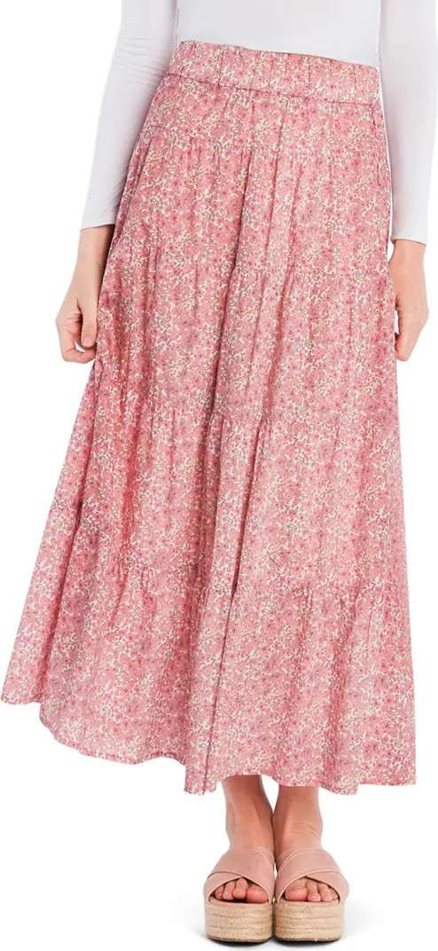 Wild Floral Tiered Cotton Blend Maxi Skirt | Nordstrom