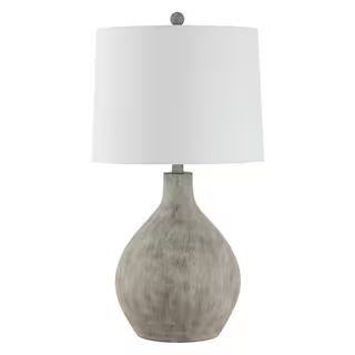 Tolen 26.25 in. Gray Table Lamp with White Shade | The Home Depot