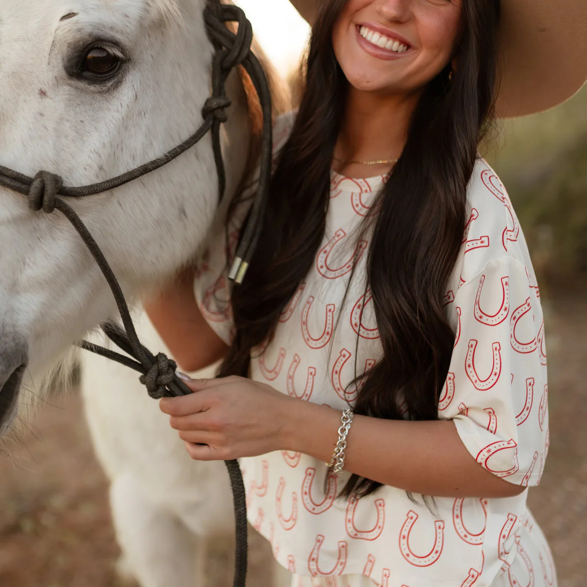 Women’s Ruffle Short Set in Horseshoe | Silks Design