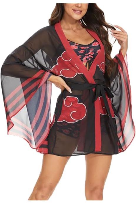 Supjuiors Women Anime Kimono Robe Cloak Nezuko Shinobu Tanjiro Halloween Cosplay Cover Up Chiffon Ca | Amazon (US)