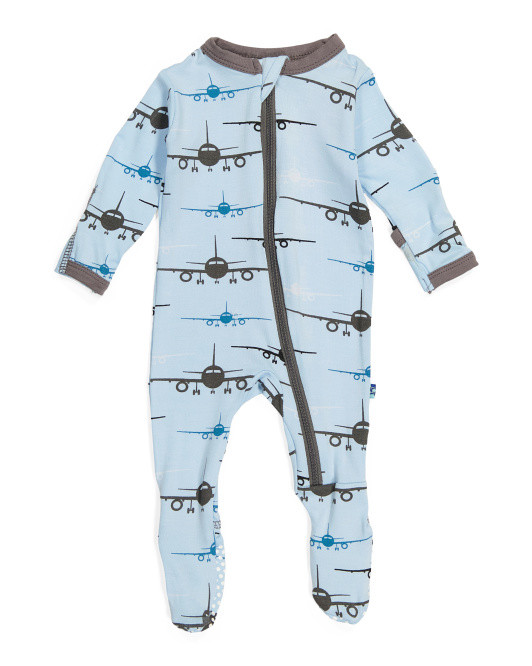 Infant Boy Airplane Printed Footed Coverall With Zipper | TJ Maxx