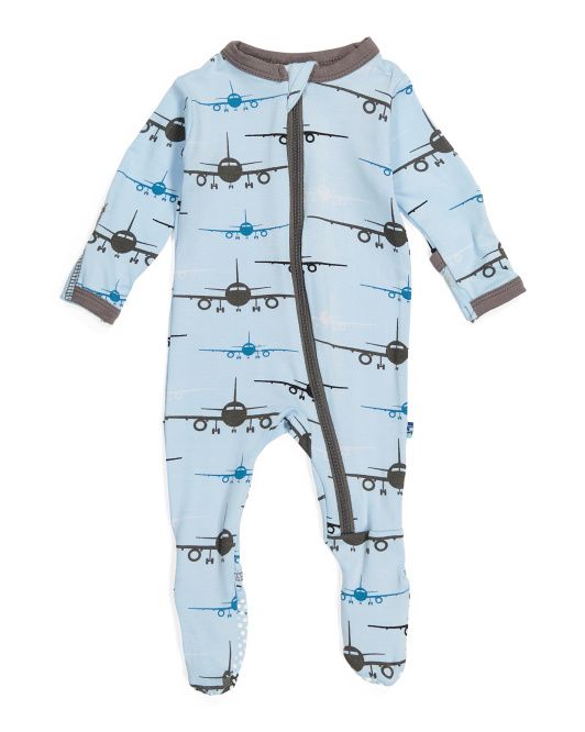 Infant Boy Airplane Printed Footed Coverall With Zipper | TJ Maxx