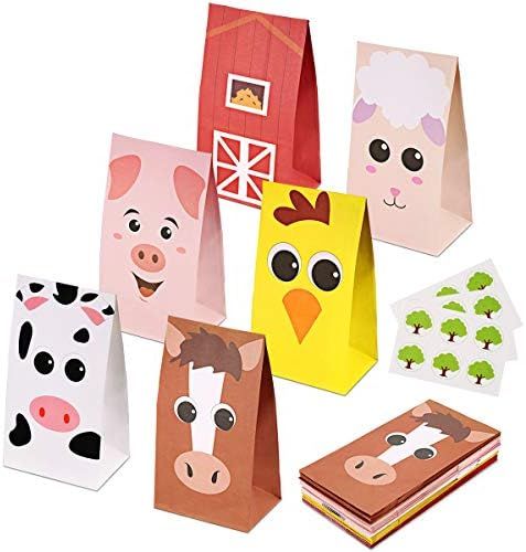 RecooTic Kids Animal Party Bags Goodie bags for Kids Birthday Themed Party, Pack of 24 | Amazon (US)
