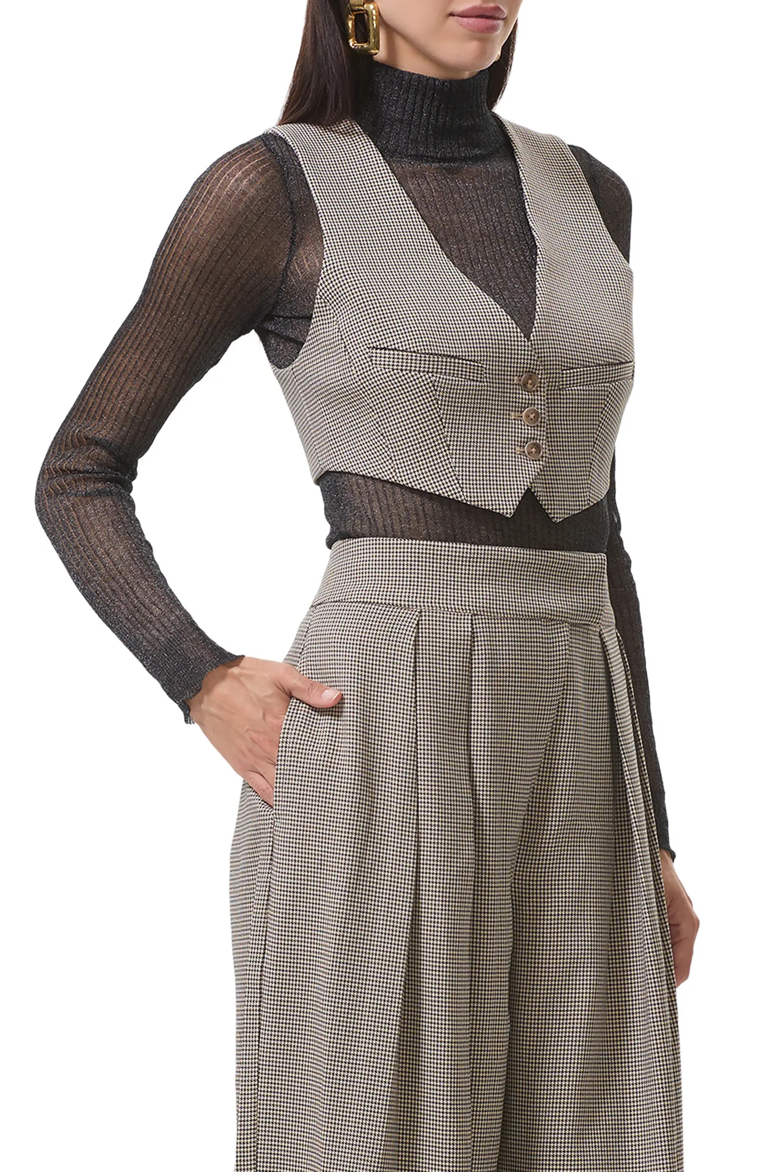 AFRM Daryl Houndstooth Crop Vest | Nordstrom | Nordstrom