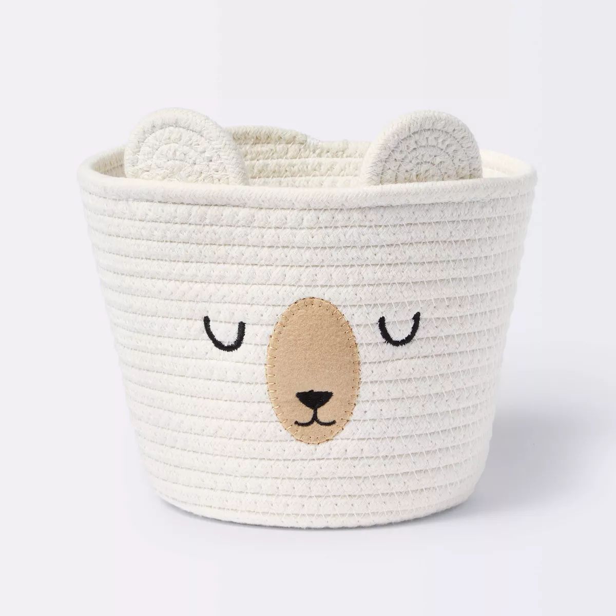 Small Tapered Round Coiled Rope Round Basket Sleepy Bear - Cloud Island™ | Target