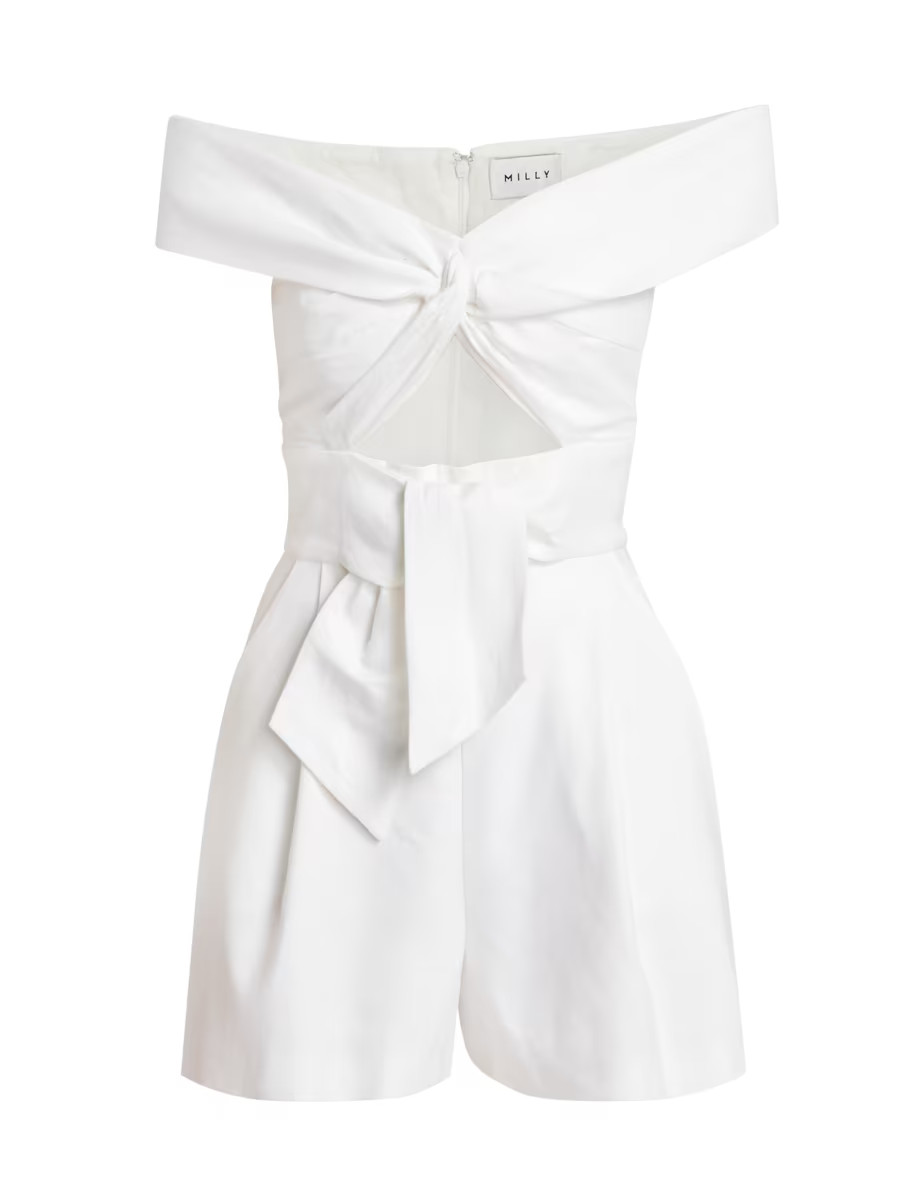 Linen-Blend Off-The-Shoulder Romper | Saks Fifth Avenue