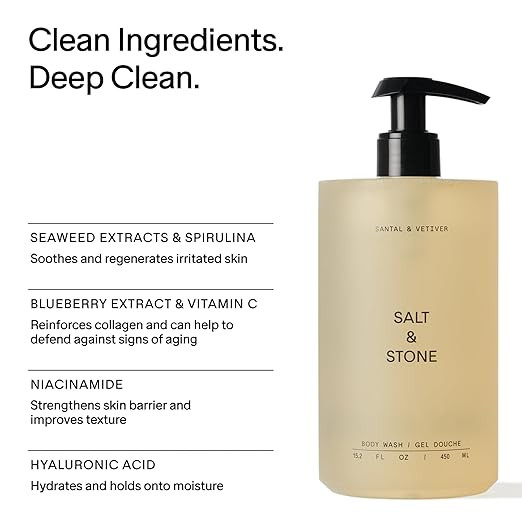 Salt & Stone Antioxidant-Rich Body Wash | Cleanse, Nourish & Soften Skin with Niacinamide & Hyalu... | Amazon (US)