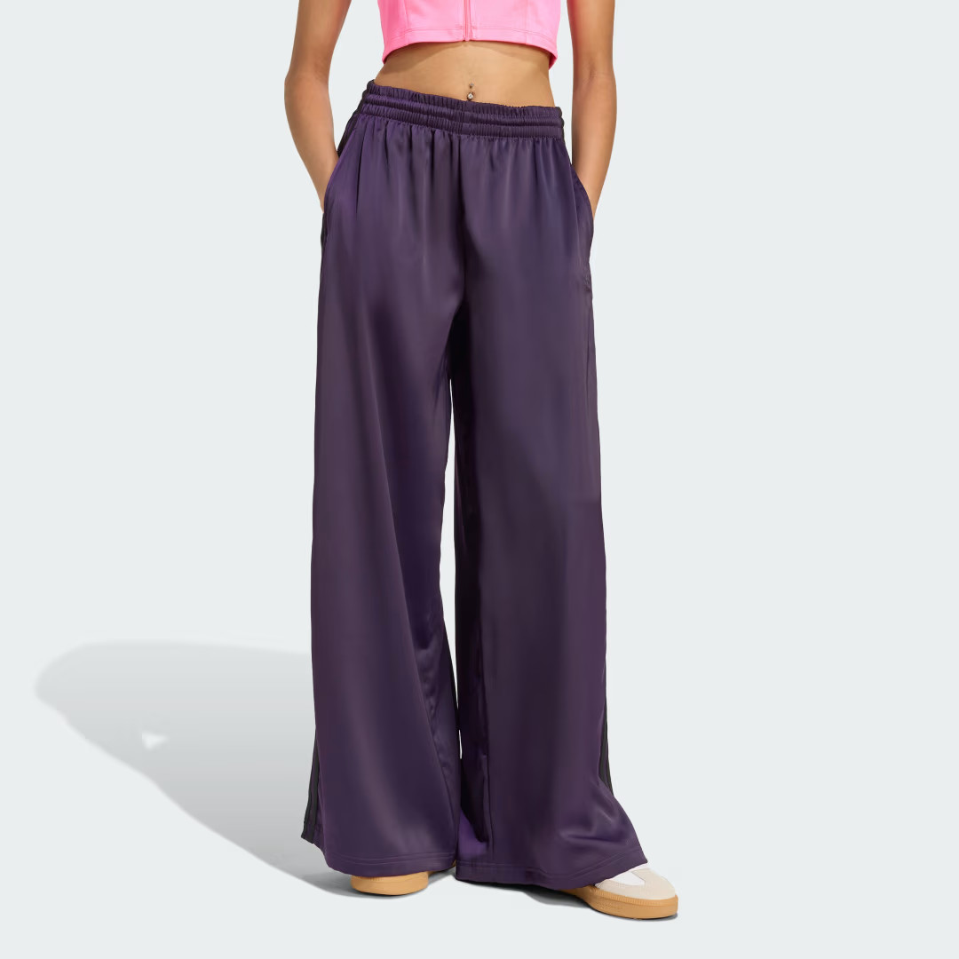 Adicolor Satin Wide Leg Track Pants Aurora Plum 14 - Womens Originals Pants | adidas (US)