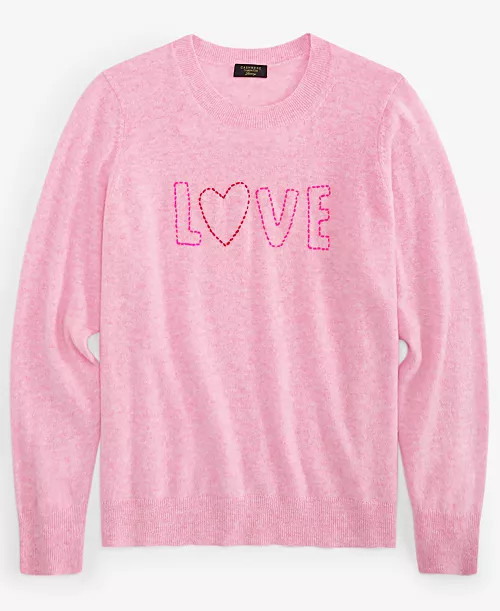 Charter Club Women's Cashmere Love Embroidered Crewneck Sweater, Created for Macy's - Macy's | Macy's
