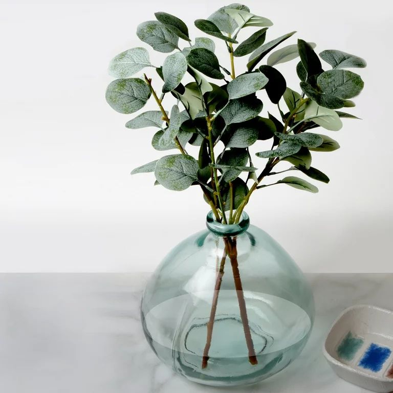 Better Homes & Gardens 12" Artificial Green Eucalyptus in Blown Glass Vase | Walmart (US)
