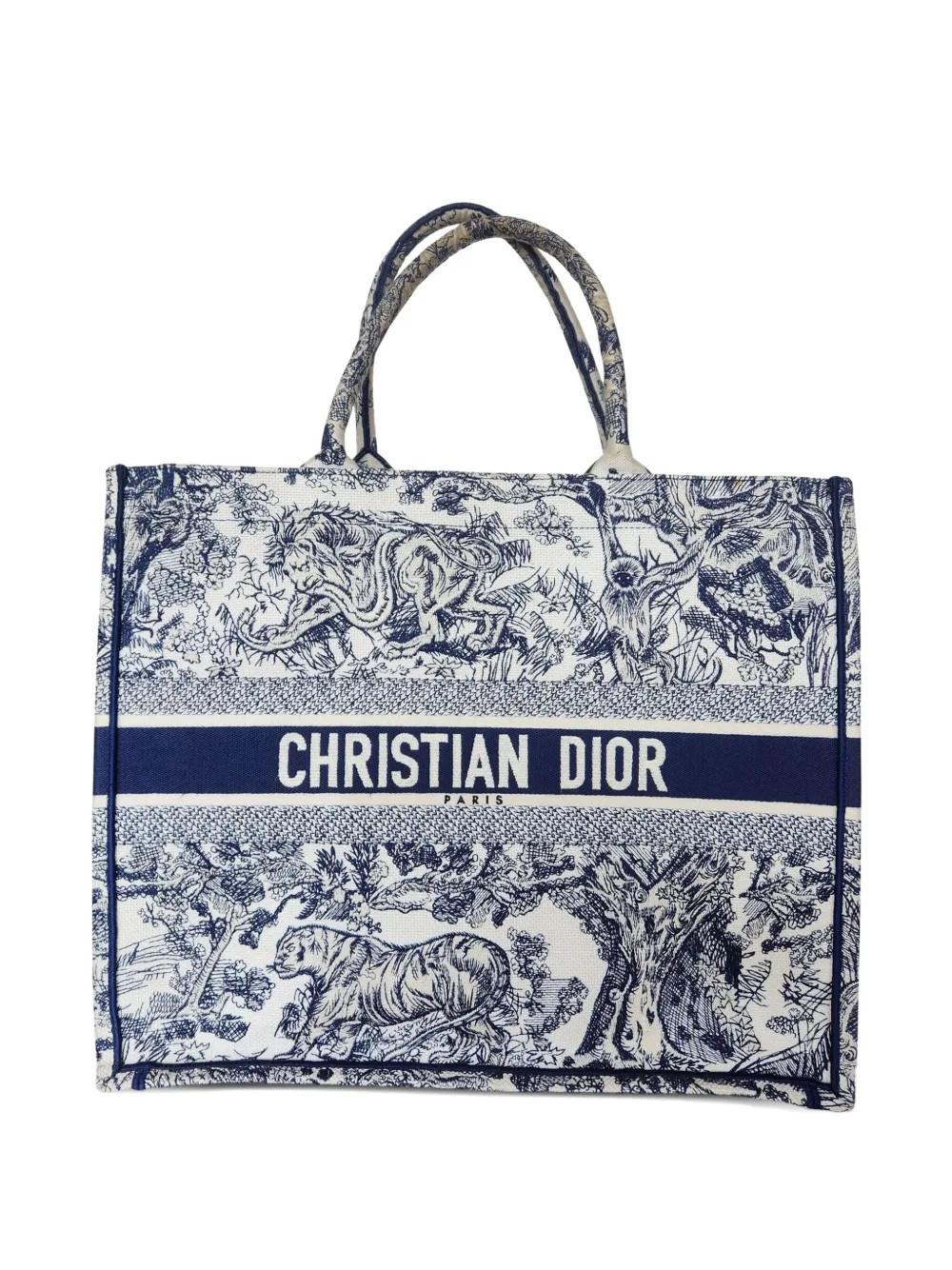 Christian Dior Pre-Owned small Book toile de jouy tote bag - Blue | Farfetch Global