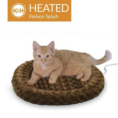 K&H Pet Products Thermo-Kitty Heated Cat Bed, Blue/Mocha, 18"" x 18"" x 3 | Walmart (US)