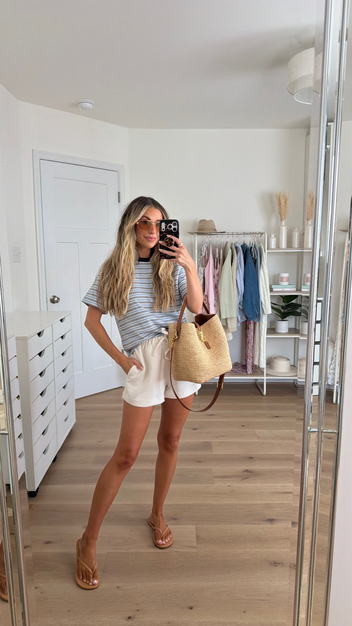 casual mom uniform for summer — Aritzia does stripes SO WELL! I love this tee and there’s a ton of color ways. Size small in the top & xs in the lodge mini shorts

#LTKootd #LTKmomlife #LTKPetite