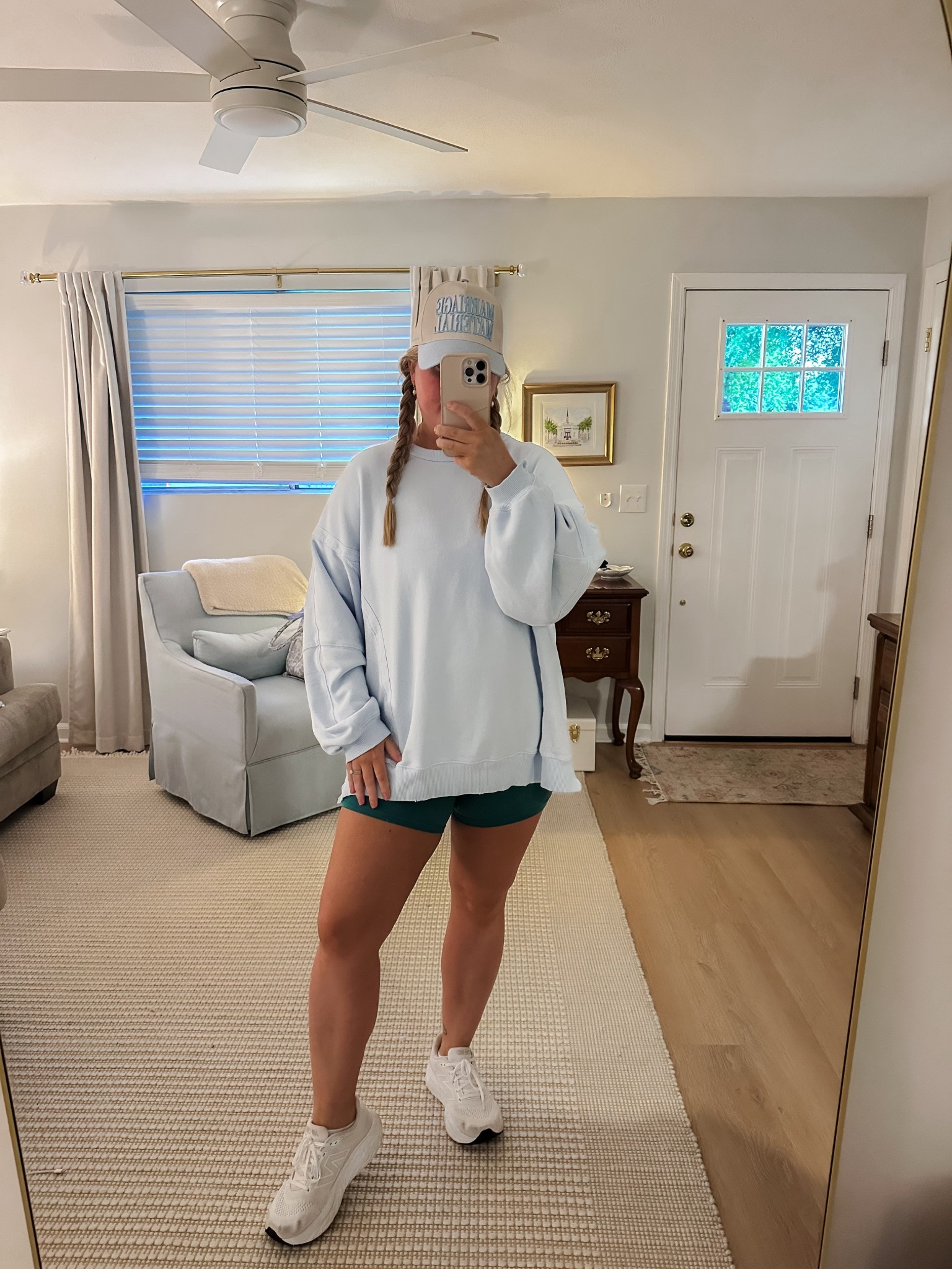 Today’s ootd!!! Wearing a L in both the pullover and shorts!!! Also love this trucker hat! 🩵

#LTKMidsize #LTKFindsUnder50 #LTKActive