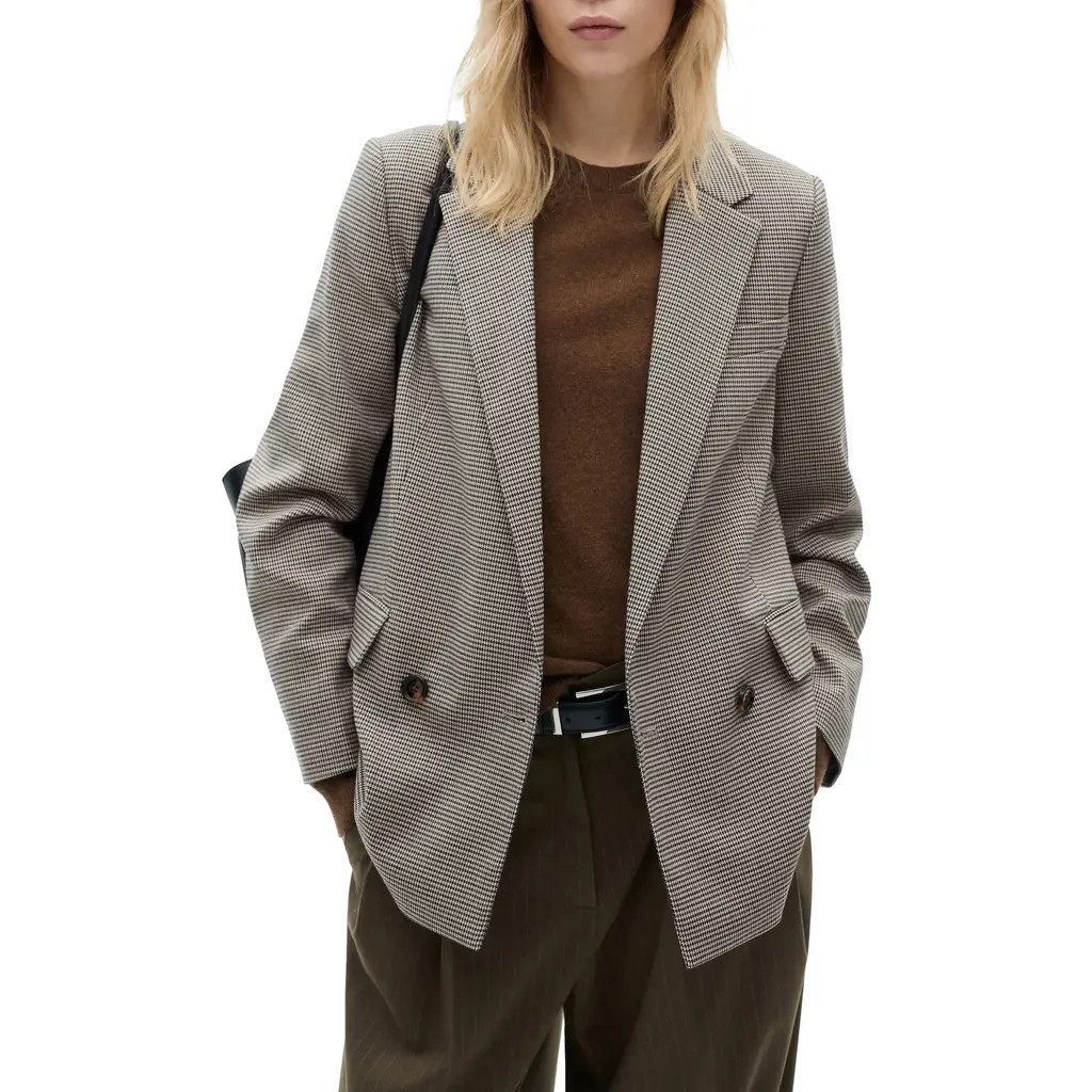 MANGO Houndstooth Check Blazer in Brown at Nordstrom, Size X-Small | Nordstrom
