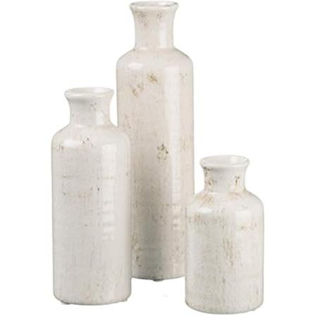 Sullivans Modern Farmhouse Distressed Two-Toned White Small Ceramic Jug Set of Three (3), 4, 7.5, 10 | Amazon (US)