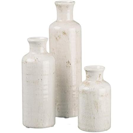 Farmhouse White Vases for Decor Set of 3, Ceramic Vases for Home Decor Accent, Farmhouse Vase Sets f | Amazon (US)
