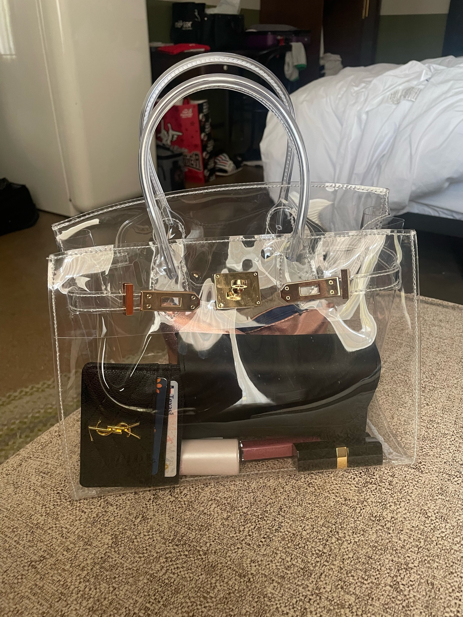 Clear birkin best sale style bag