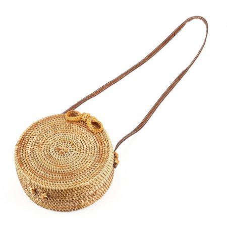 Lucia Woven Handbag Bowknot Round Rattan Straw Woven Crossbody Beach Circle Bag | Walmart (US)