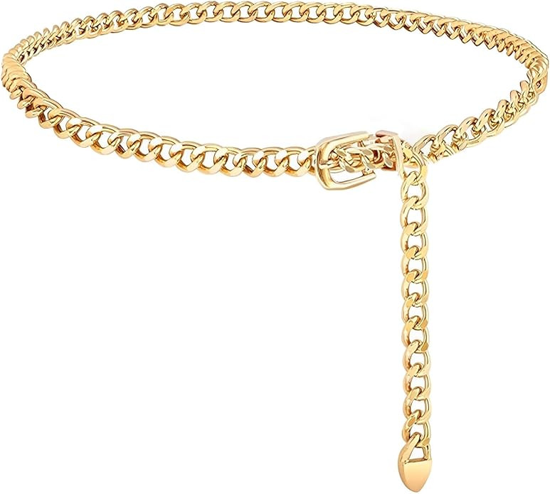 Gold Chain Belt For Women Adjustable Waist Belt Fashion Metal Dress Belts For Jeans Dresses Body ... | Amazon (US)