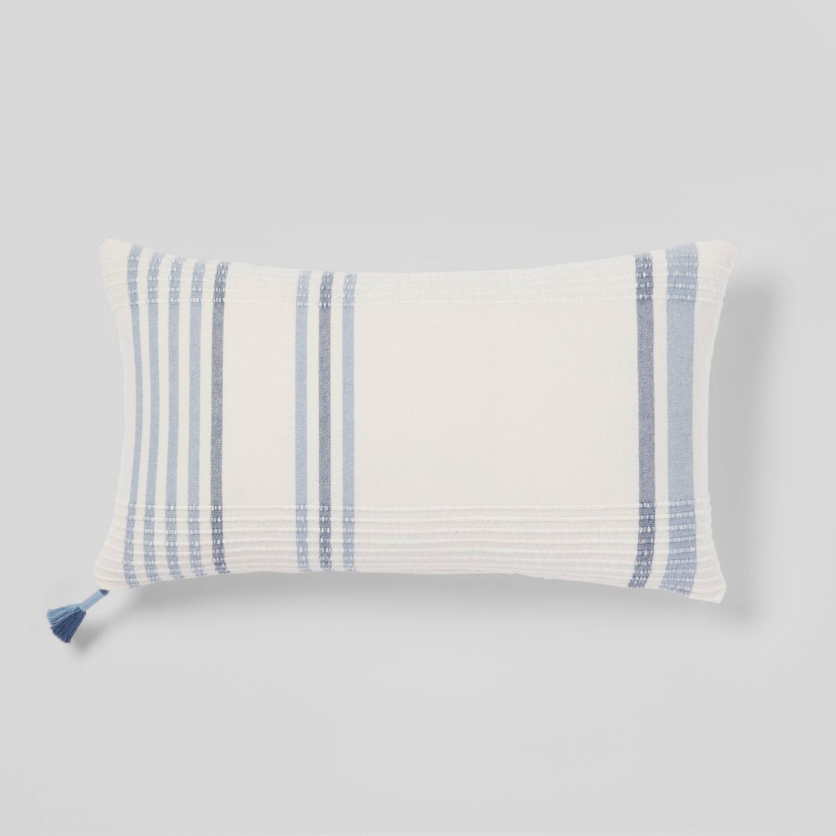 Oversized Woven Striped Lumbar Throw Pillow with Tassel Zipper Neutral/Blue - Threshold™ | Target