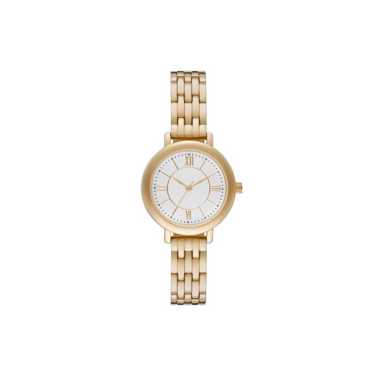 Time and Tru Ladies' Bracelet Watch with Gold Tone Case and Bracelet and White Dial | Walmart (US)