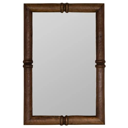 Julia Rustic Lodge Walnut Wood Rectangular Wall Mirror | Kathy Kuo Home
